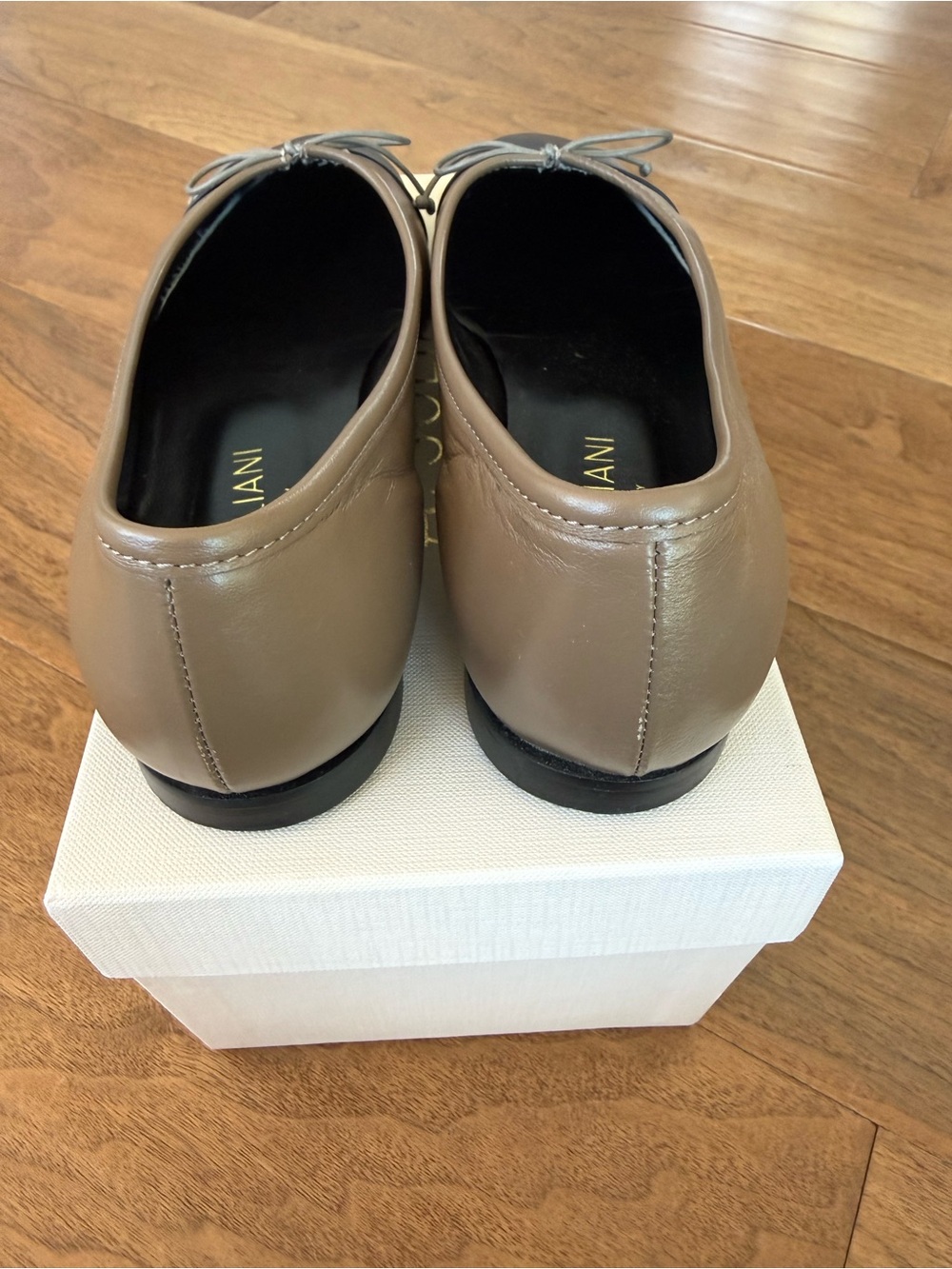A. Soliani Taupe and Black Cap Toe Ballet Flat - Picture 4 of 5